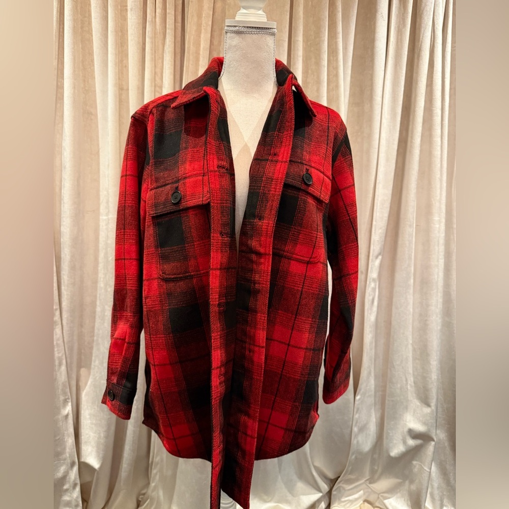 Red and black buffalo plaid shacket